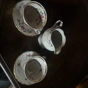 Vintage China Tea Set Wawel (2 cups & Saucers 1 Creamer) Made in Poland